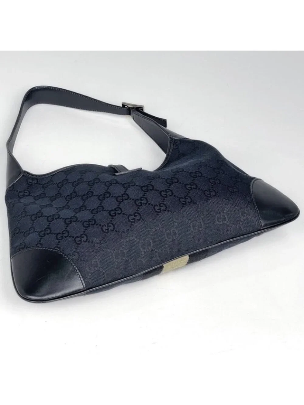 Gucci GG Pattern Shoulder Bag Sherry Line Web Bag Canvas Black White - Picture 2 of 8